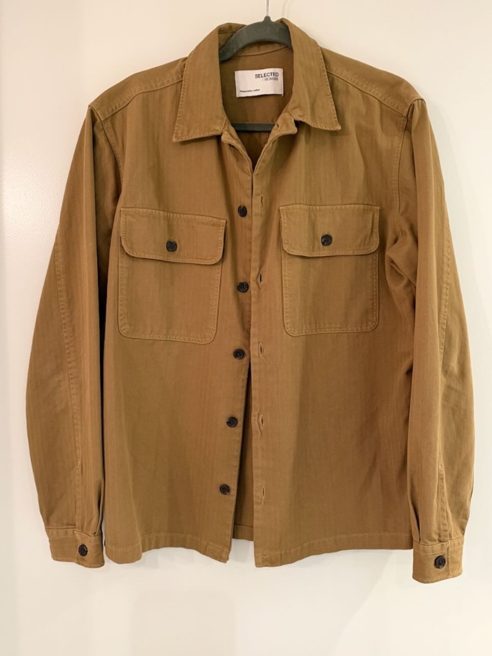 Men’s Selected Homme tan/brown utility overshirt jacket